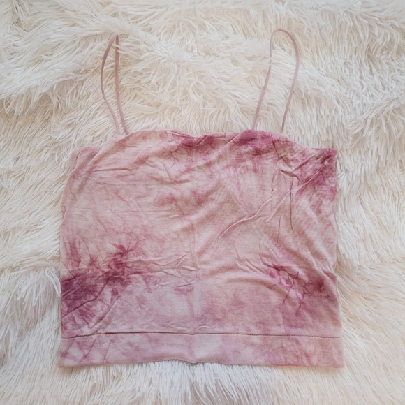 American Eagle Outfitters Pink Tie-Dye Crop Top - Picture 1 of 2